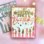 Happy Birthday Frame with Candles Metal Cutting Die, Size on Photo