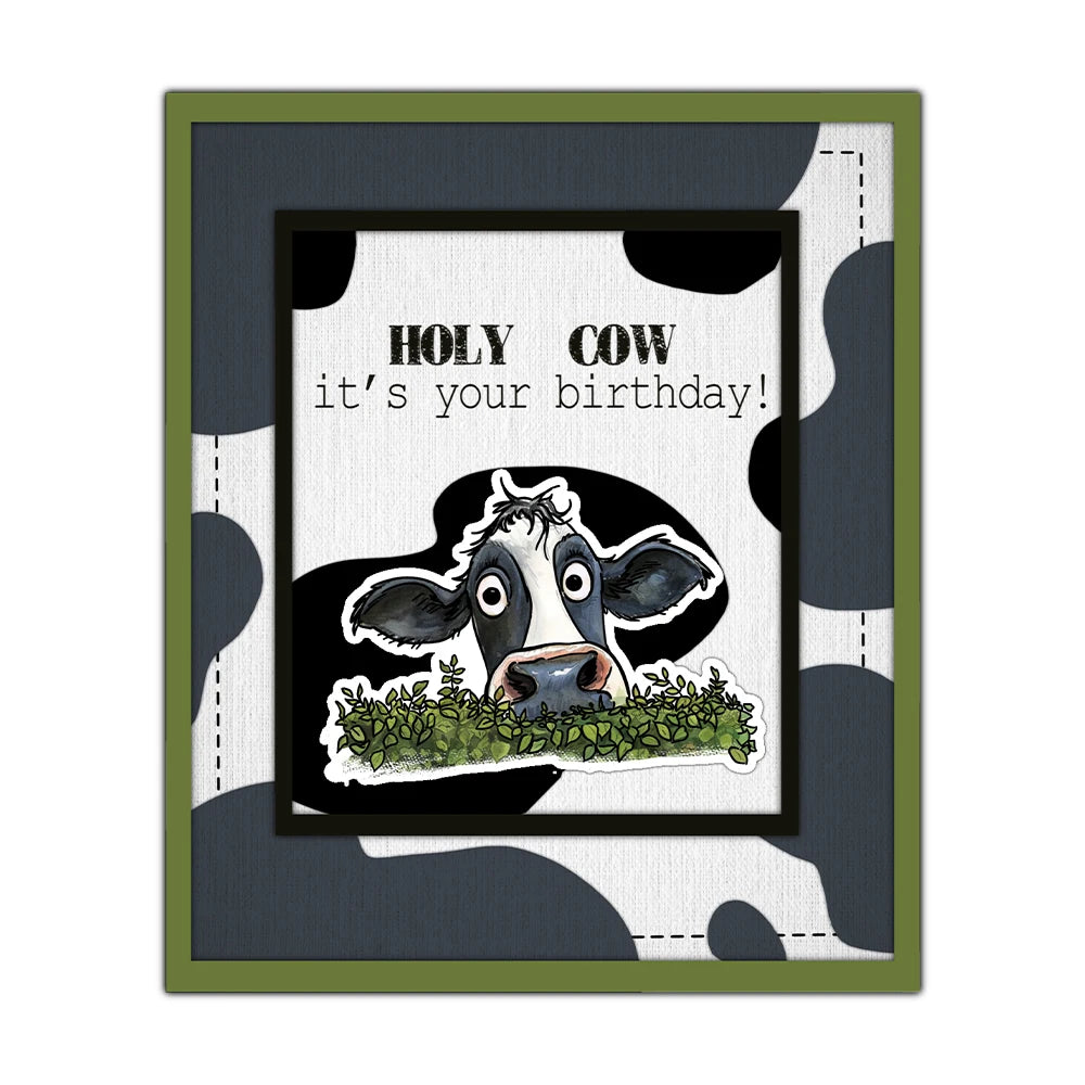 Comical Cows Embracing The Simple Joy Of Nature Transparent Stamps