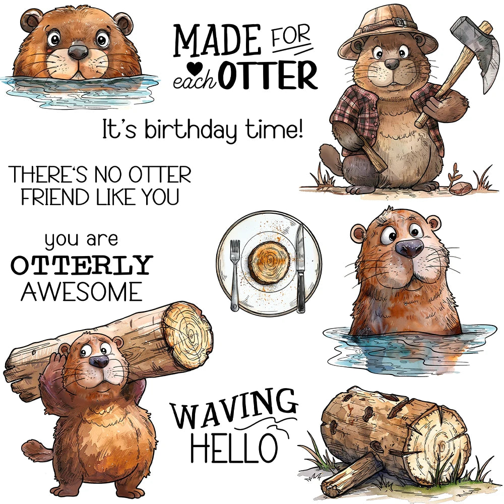 Cute "You Are Otterly Awesome" Transparent Stamps, Dies, Stamp and Die Set (please order items separately)