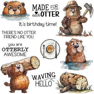 Cute "You Are Otterly Awesome" Transparent Stamps, Dies, Stamp and Die Set (please order items separately)