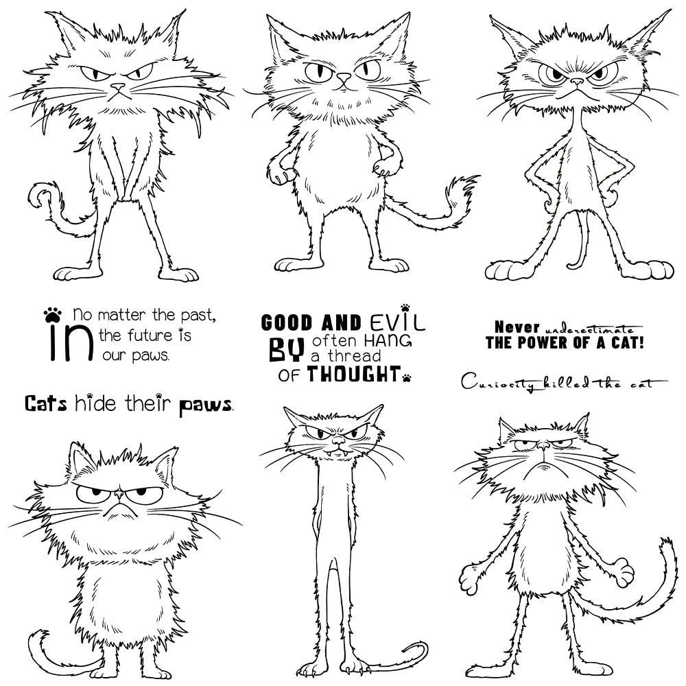 Funny Kitty Cats With Attitude Transparent Stamps, Dies, Stamp and Die Set (please order items separately)