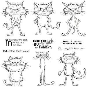 Funny Kitty Cats With Attitude Transparent Stamps, Dies, Stamp and Die Set (please order items separately)