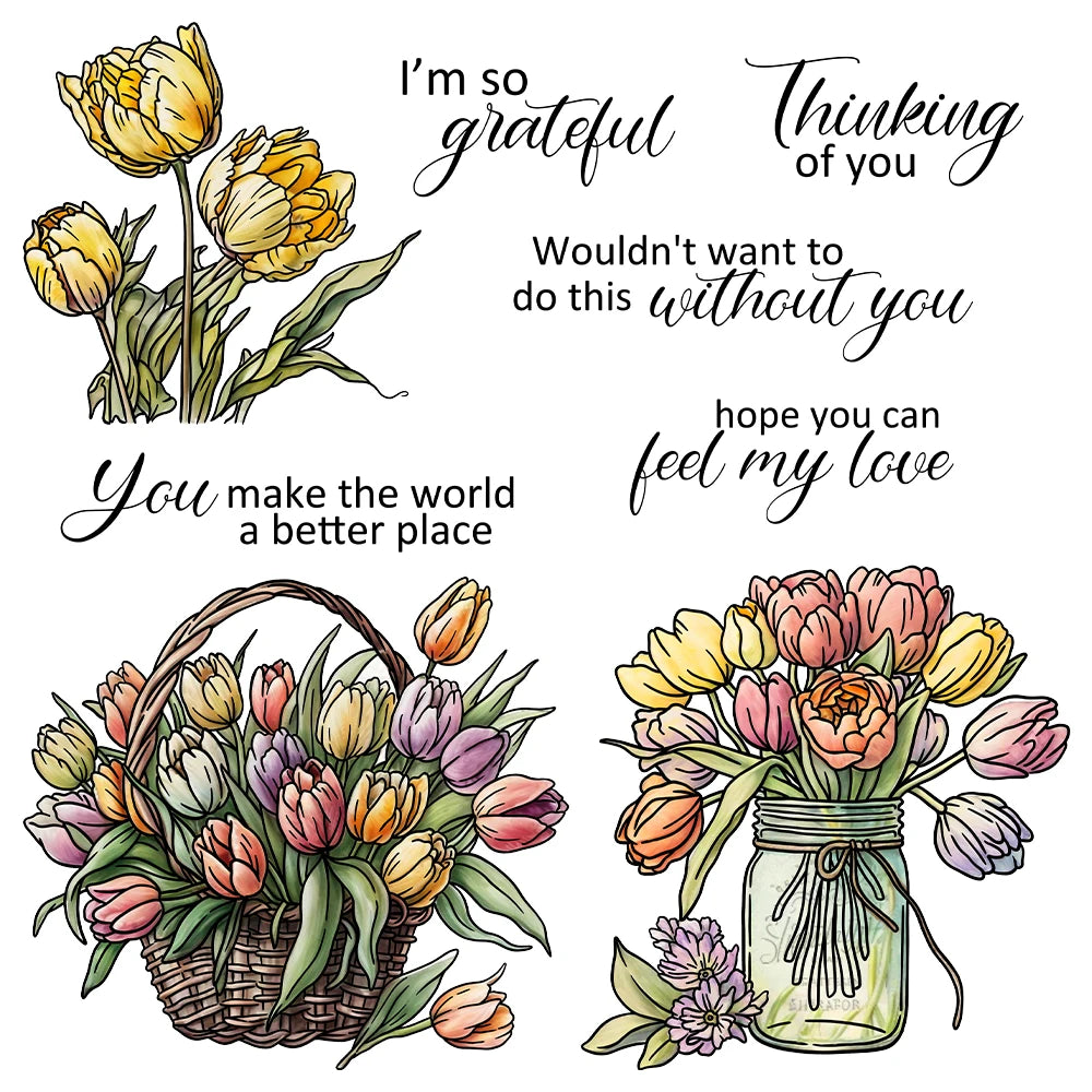Beautiful Tulips for You Transparent Stamps, Dies, Stamp and Die Set (please order items separately)