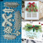 Stunning Holly Berries and Bow Metal Cutting Dies, Size on Photo