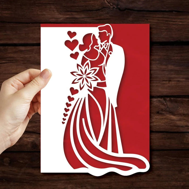 Beautiful and Elegant Wedding Couple Border Metal Cutting Die, Size on Photo