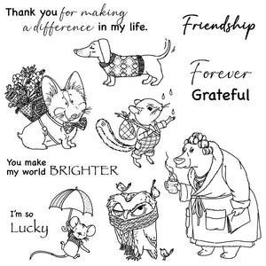 Funny Animals Forever Grateful Transparent Stamps, Dies, Stamp and Die Set (please order items separately)