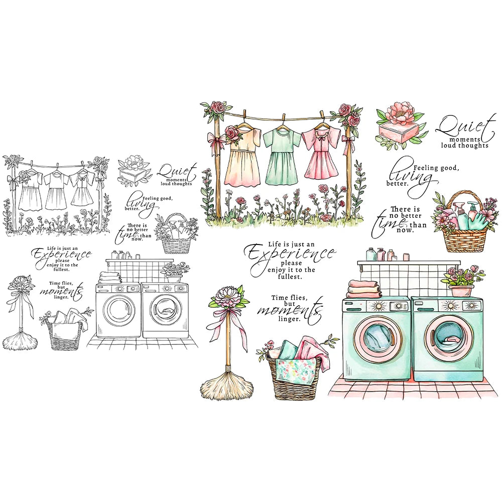 Cute Wash Day Transparent Stamps