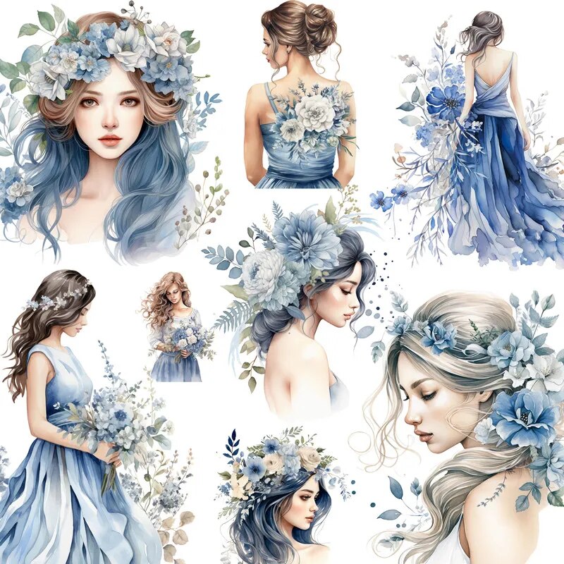 Stunning Flower Girl Decorative Stickers, 12 Pieces