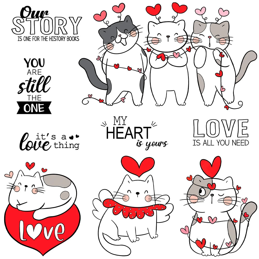 Adorable Kitty Cats in Love Transparent Stamps, Dies, Stamp and Die Set (please order items separately)