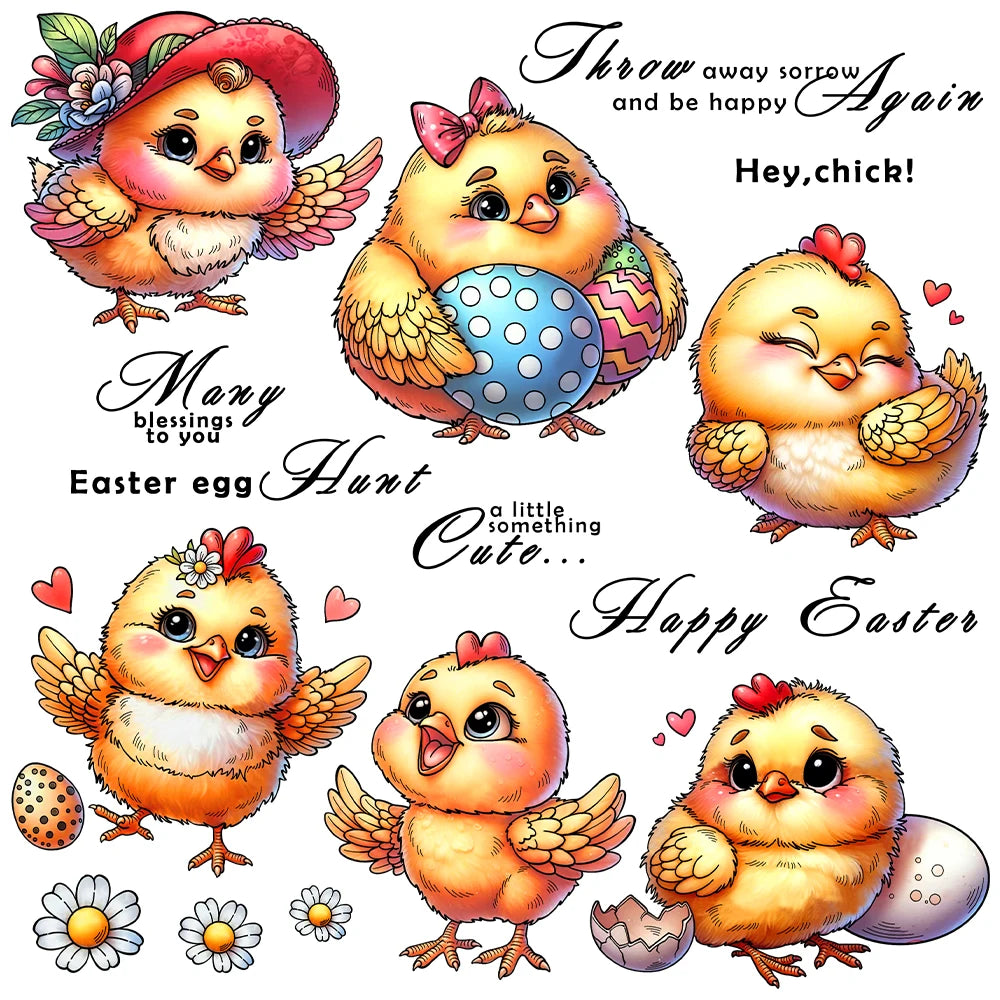 Adorable Little Chickies Sending Easter Wishes Transparent Stamps, Dies, Stamp and Die Set (please order items separately)