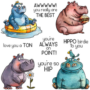 Sweet Hippo Love You A Ton Transparent Stamps, Dies, Stamp and Die Set (please order items separately)