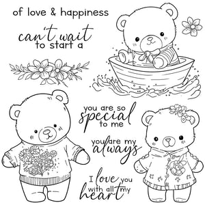 Sweet Teddy Bears Transparent Stamps, Stamp and Die Set (please order items separately)