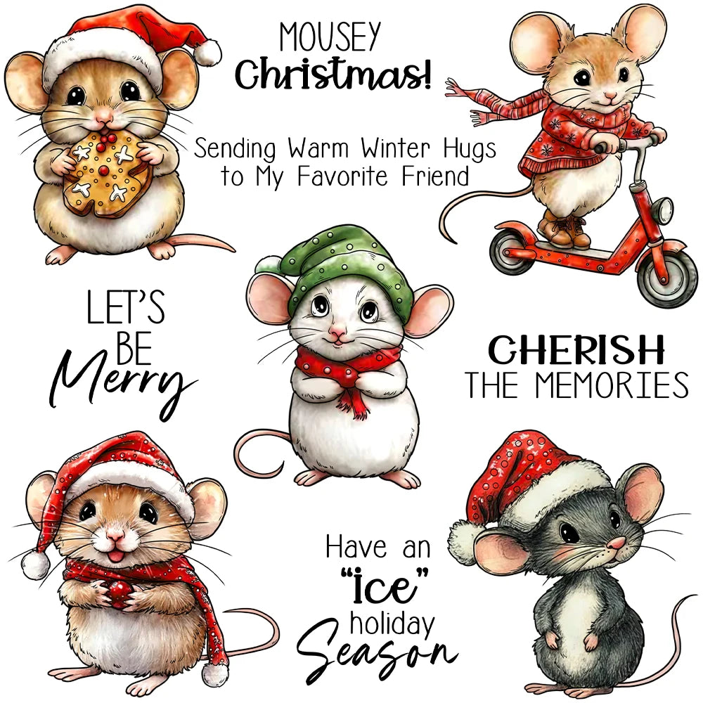 Endearing Little Christmas Mice Transparent Stamps, Dies, Stamp and Die Set (please order items separately)