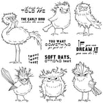 Serious and Funny Birdies Transparent Stamps, Dies, Stamp and Die Set (please order items separately)