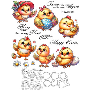 Adorable Little Chickies Sending Easter Wishes Transparent Stamps, Dies, Stamp and Die Set (please order items separately)