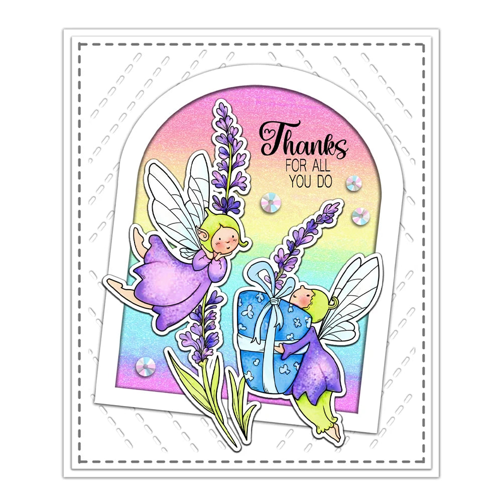 Elegant Spring Lavender Flower Fairies Transparent Stamps, Dies, Stamp and Die Set (please order items separately)