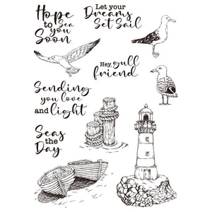 Cute Seagull/Lighthouse Transparent Stamps