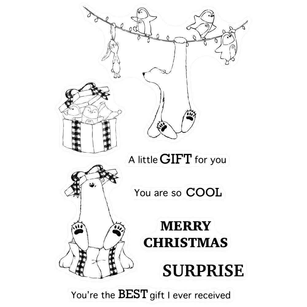 Surprise Christmas Gift Transparent Stamps, Stamp and Die Set (please order items separately)