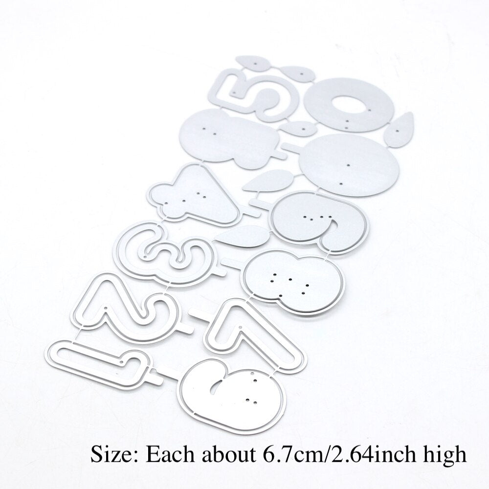 Cute Birthday Numbers with Candles Metal Cutting Dies, Size on Photo
