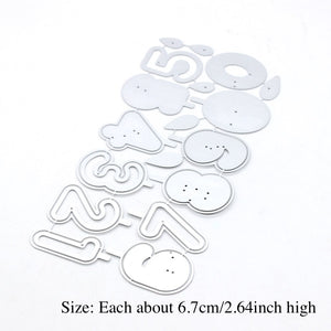 Cute Birthday Numbers with Candles Metal Cutting Dies, Size on Photo