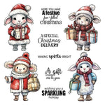 Adorable Winter Christmas Sheep in Woolly Hats Transparent Stamps, Dies, Stamp and Die Set, (please order items separately)