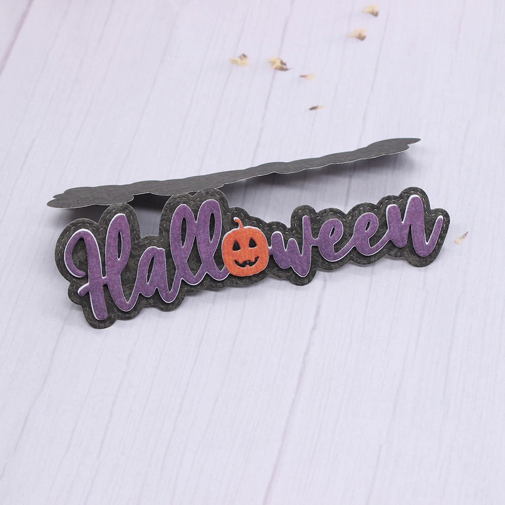 Scary Halloween Cat and Words Metal Cutting Die, Size on Photo