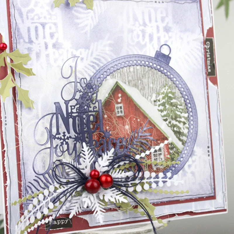 Beautiful Little Christmas Tree With Joyful Sentiments Metal Cutting Die, Size on Photo