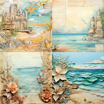 Vintage Beach House Scrapbooking Papers, Size on Photo