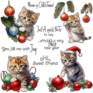 Adorable Christmas Kitties Transparent Stamps