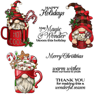 Cute Christmas Gnome Transparent Stamps/Dies (please order items separately)