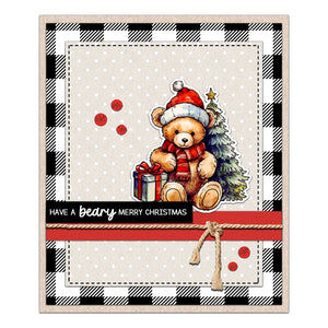 Adorable Christmas Teddy Bears Transparent Stamps, Dies, Stamp and Die Set (please order items separately)