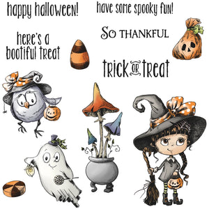 Trick or Treat Spooky Halloween Transparent Stamps, Stamp and Die Set (please order items separately)