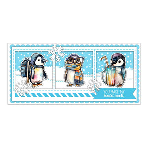 Adorable Little Penguins Transparent Stamps, Stamp and Die Set (please order items separately)