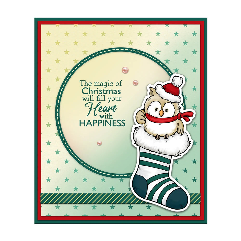 Cute Animals in Christmas Stockings Transparent Stamps, Dies, Stamp and Die Set (please order items separately)