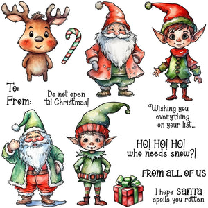 Cute Santa's Little Helpers Christmas Transparent Stamps