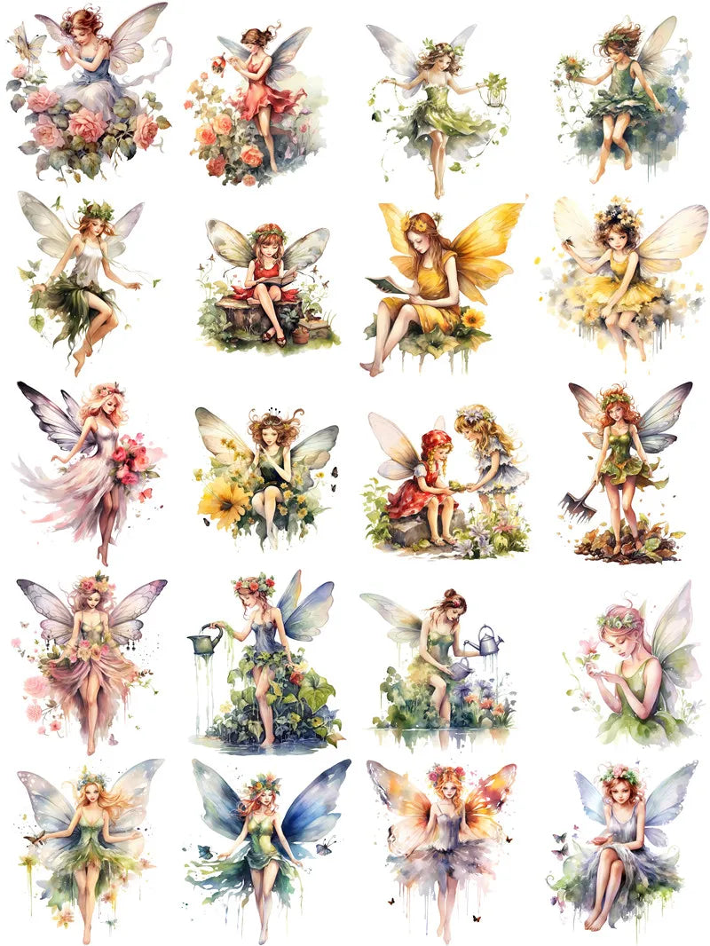 Exquisite Flower Fairy Decorative Stickers, 20 Pieces, 4-6 cm