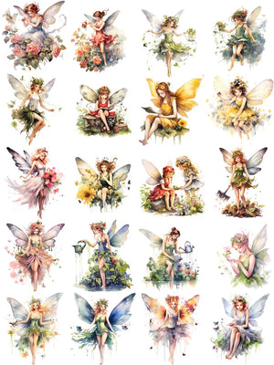 Exquisite Flower Fairy Decorative Stickers, 20 Pieces, 4-6 cm