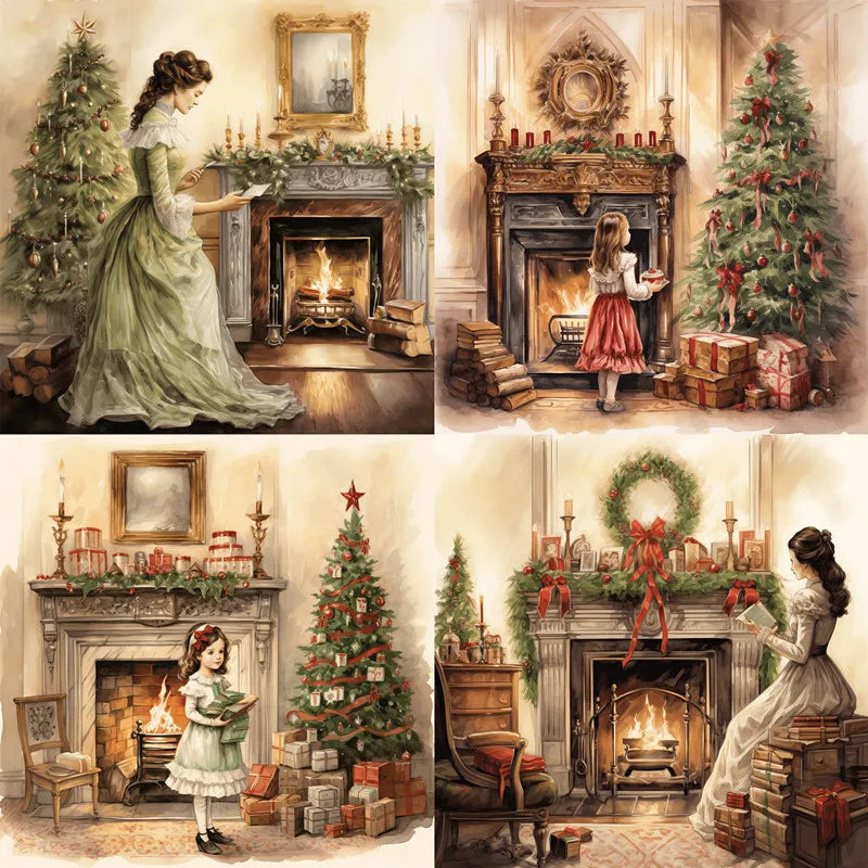 Gorgeous Traditional Christmas Scene Decorative Stickers, Two Designs To Choose From, 12 Pieces, 5-7 cm