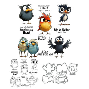 Funny Birdies Spreading Cheer Transparent Stamps, Dies, Stamp and Die Set (please order items separately)