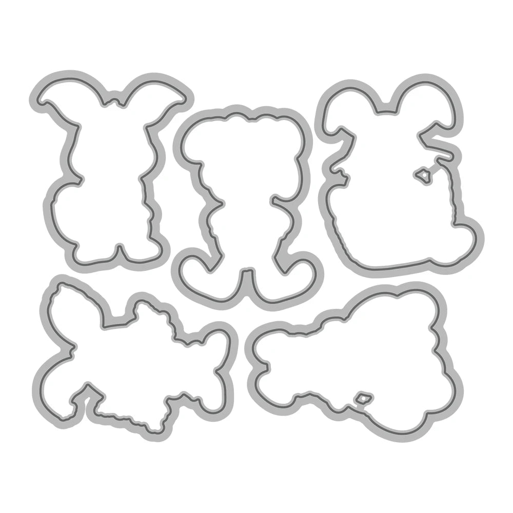 Cute and Funny Bunnies Wishing You A Happy Day Transparent Stamps, Dies, Stamp and Die Set (please order items separately)