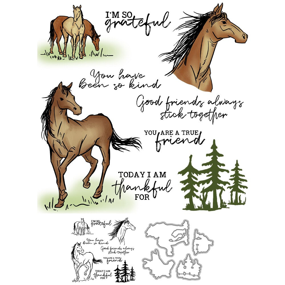 Horse Friends Transparent Stamps, Stamp and Die Set (please order items separately)