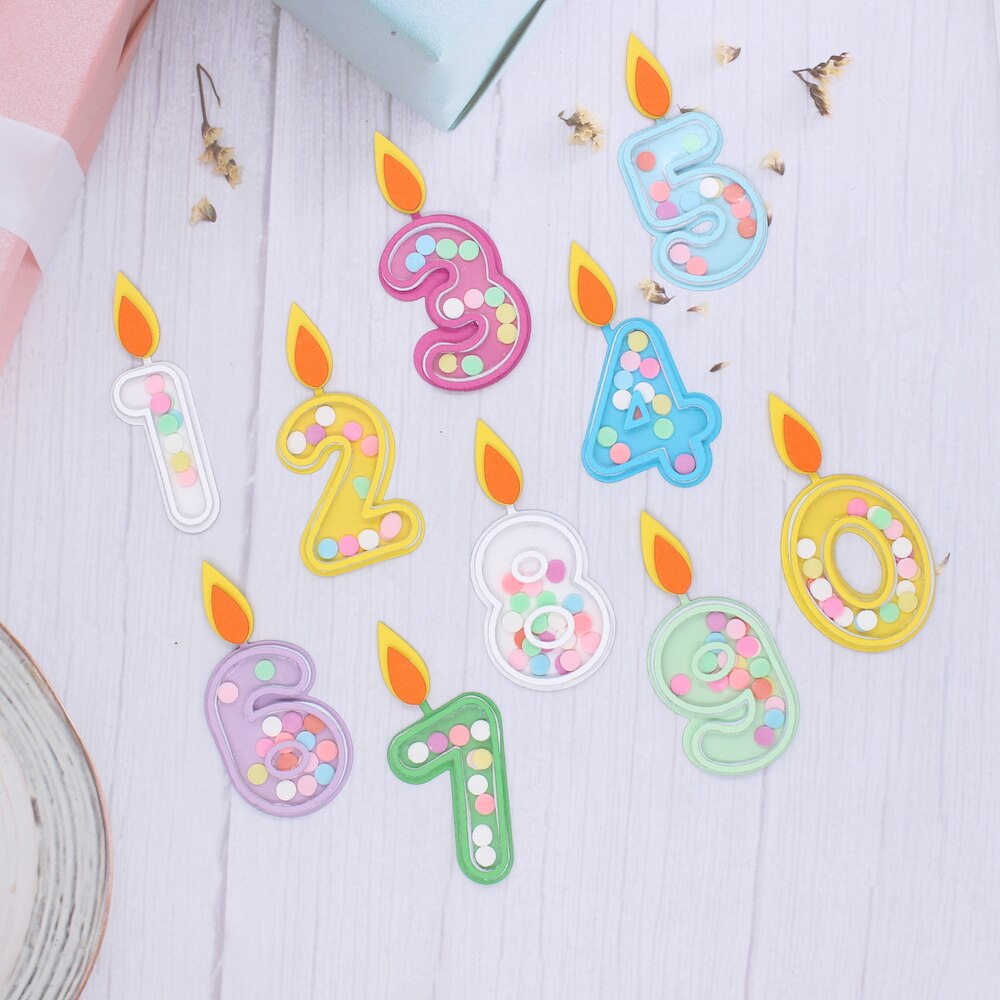 Cute Birthday Numbers with Candles Metal Cutting Dies, Size on Photo