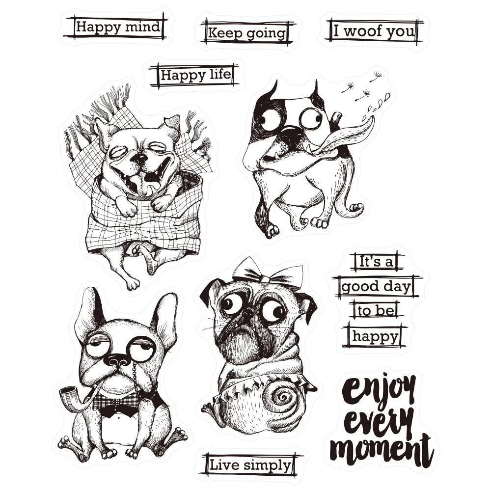 "I Woof You" Naughty Puppy Dogs Transparent Stamps, Stamp and Die Set (please order items separately)