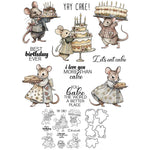 Adorable Mousey bringing Cakes Transparent Stamps, Stamp and Die Set (please order items separately)