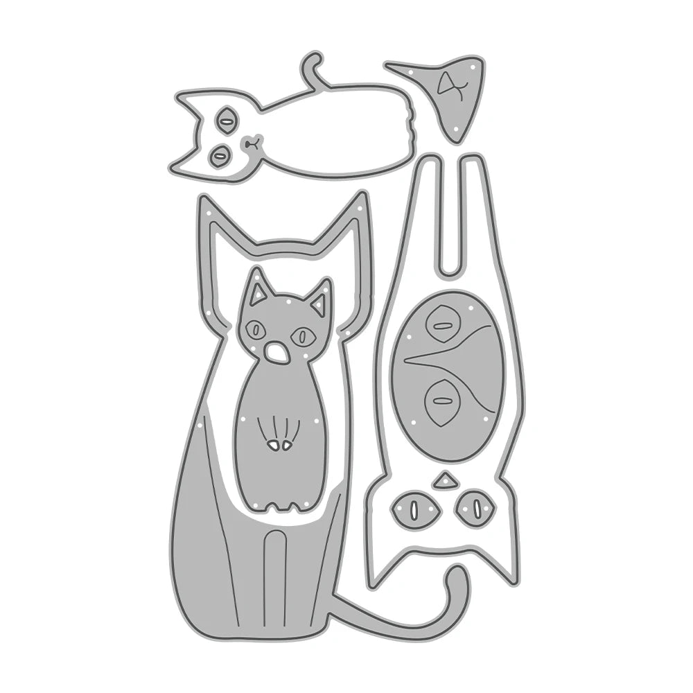 Adorable Mummy Cat and Kitten Metal Cutting Dies