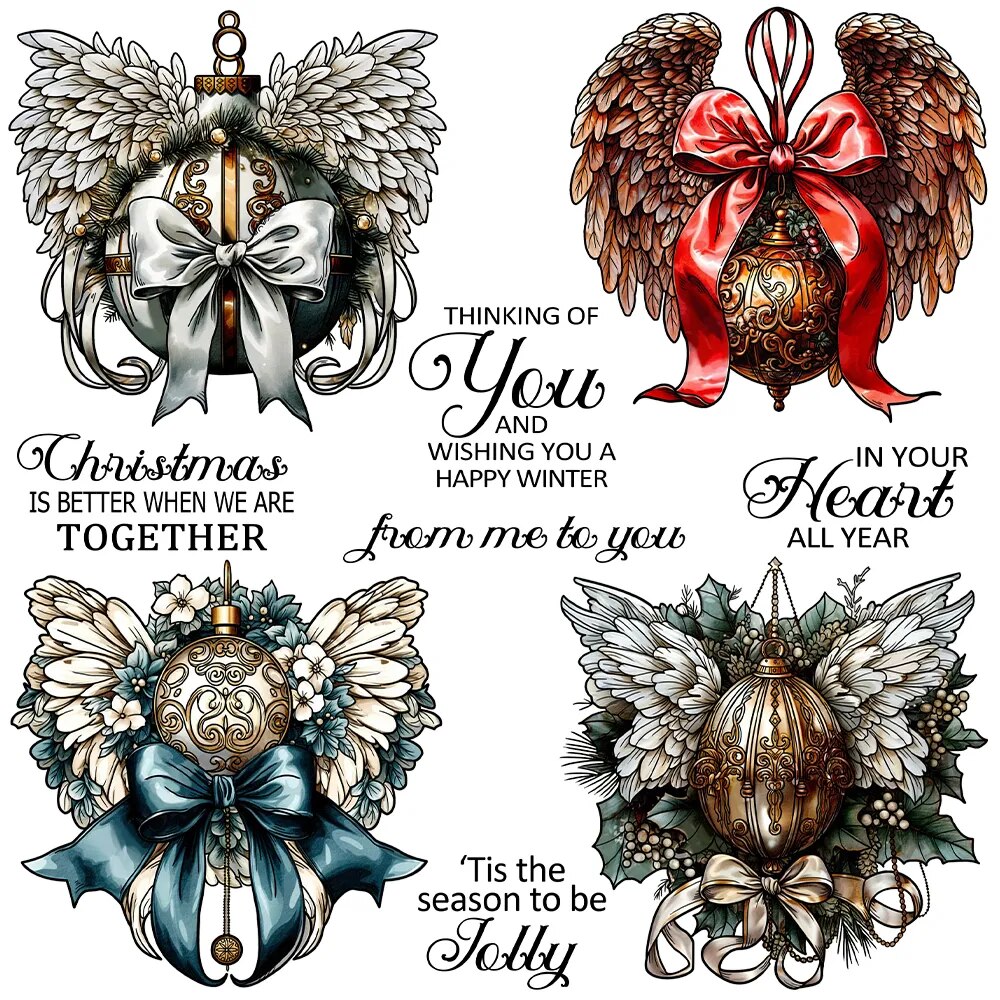 Gorgeous Christmas Angel Baubles Transparent Stamp