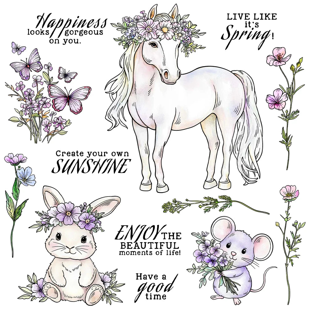 Adorable Pony and Friends Enjoying Life Transparent Stamps