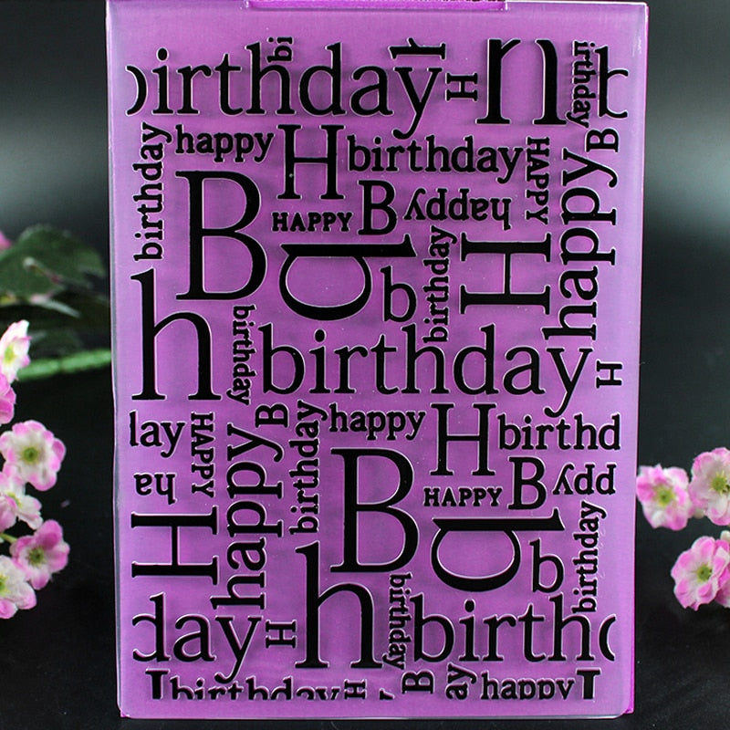 Happy Birthday Textured Embossing Folder, 15 cm x 11 cm/5.90 in x 4.33 in