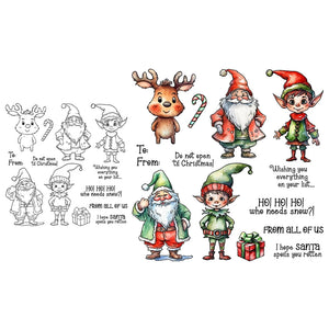 Cute Santa's Little Helpers Christmas Transparent Stamps