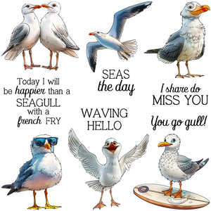 Amusing Seagull Waving Hello Transparent Stamps, Dies, Stamp and Die Set (please order items separately)